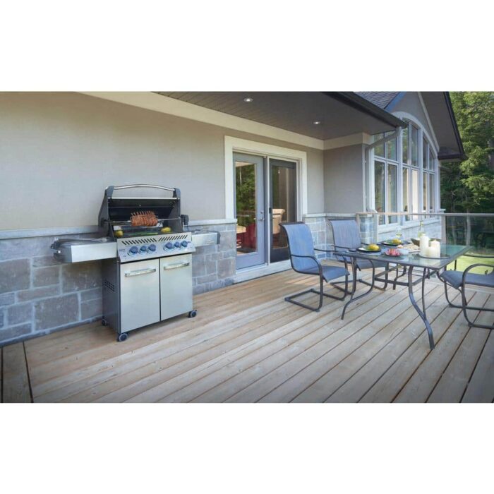 Prestige 500 4-Burner Natural Gas Grill in Stainless Steel with Infrared Side and Rear Burners and Rotisserie Kit