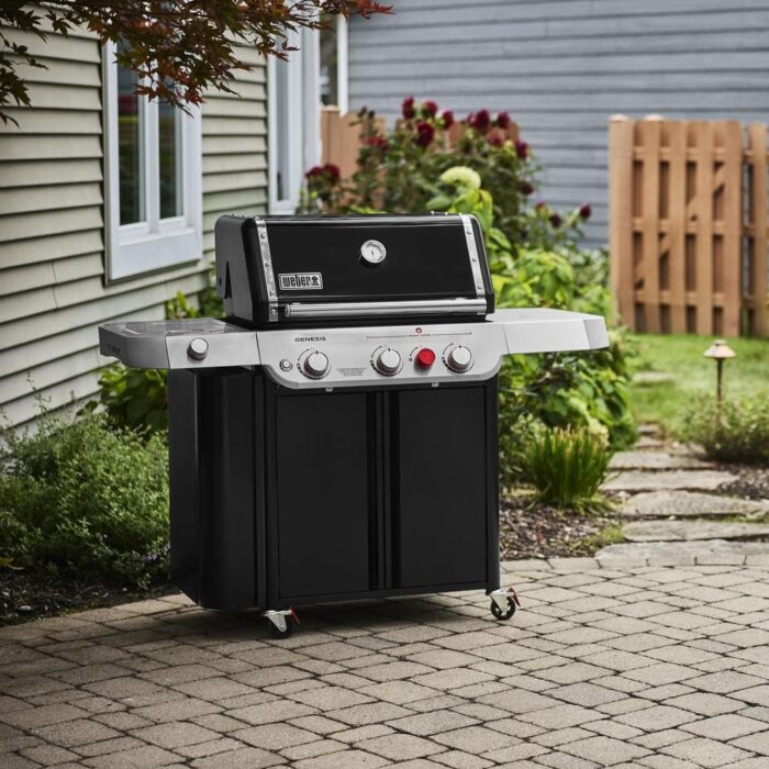 Genesis E-335 3-Burner Natural Gas Grill in Black with Side Burner